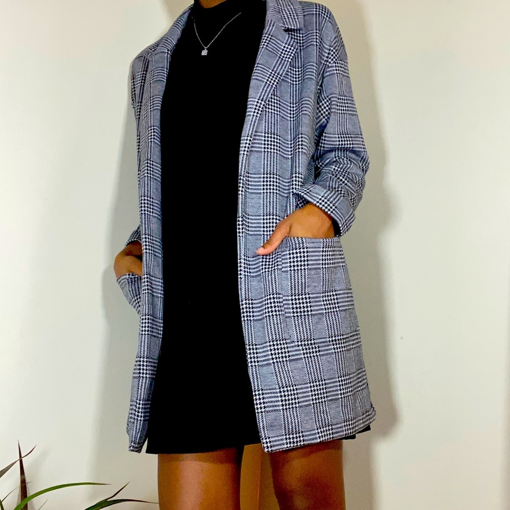 Plaid pattern blazer jacket